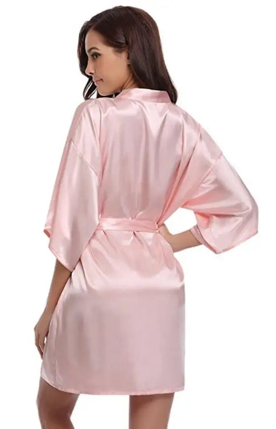 RB032 2018 Silk Kimono Robe Bathrobe Women Silk Bridesmaid Robes Sexy Navy Blue Robes Satin Robe