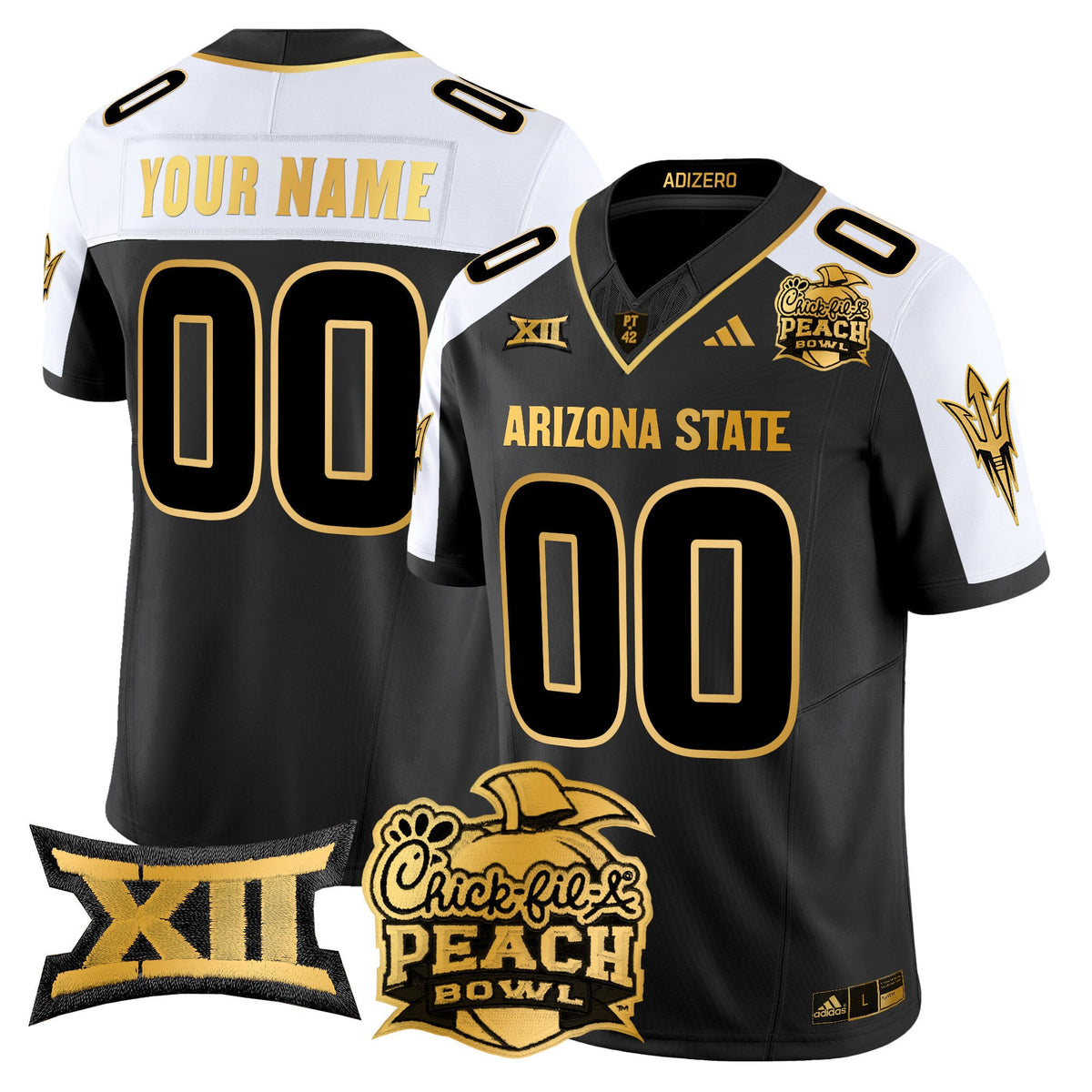 Arizona State Sun Devils 2025 Peach Bowl Gold Vapor Limited Custom Jersey V2 - All Stitched